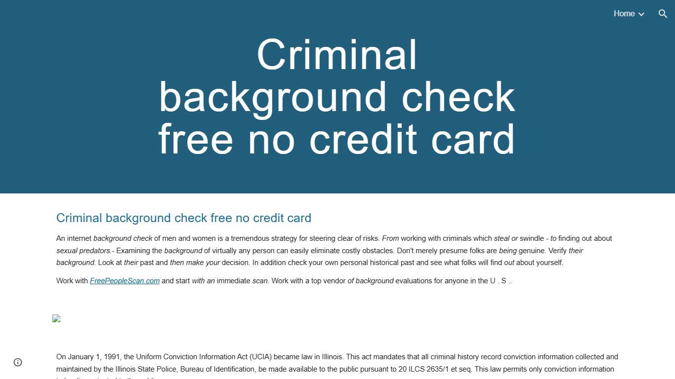 Criminal background check free no credit card